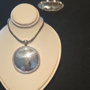 Brighton Hammered Silver Disc Pendant Necklace